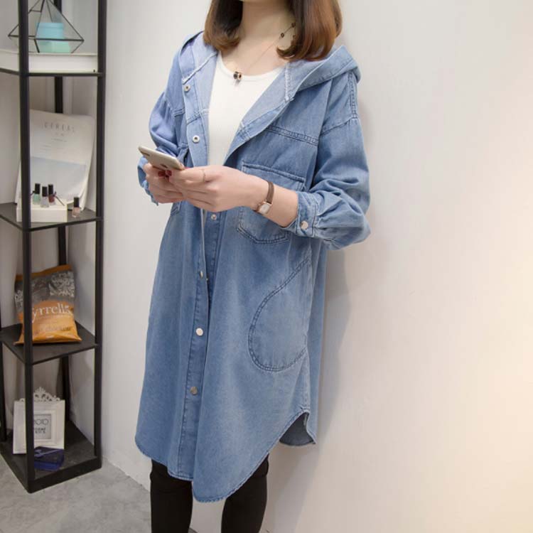 Minana 送料無料 Xl 2xl 3xl デニムアウター デニムコート ロング フード付き ロングコート デニムジャケット Gジャン 春服 スプリングコート カジュアル コート 大きサイズ 春 秋