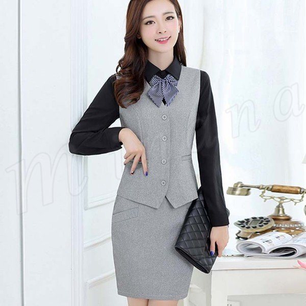 Minana 2点セット ベスト スカート ビジネススーツレディーススカートスーツベストスーツ事務服フォーマルスーツセット制服