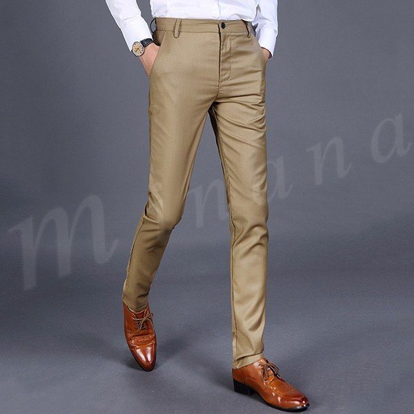 Minana メンズスーツパンツロングパンツストレートパンツノータックスラックスビジネスパンツ通勤ウェアフォーマルパンツ紳士服