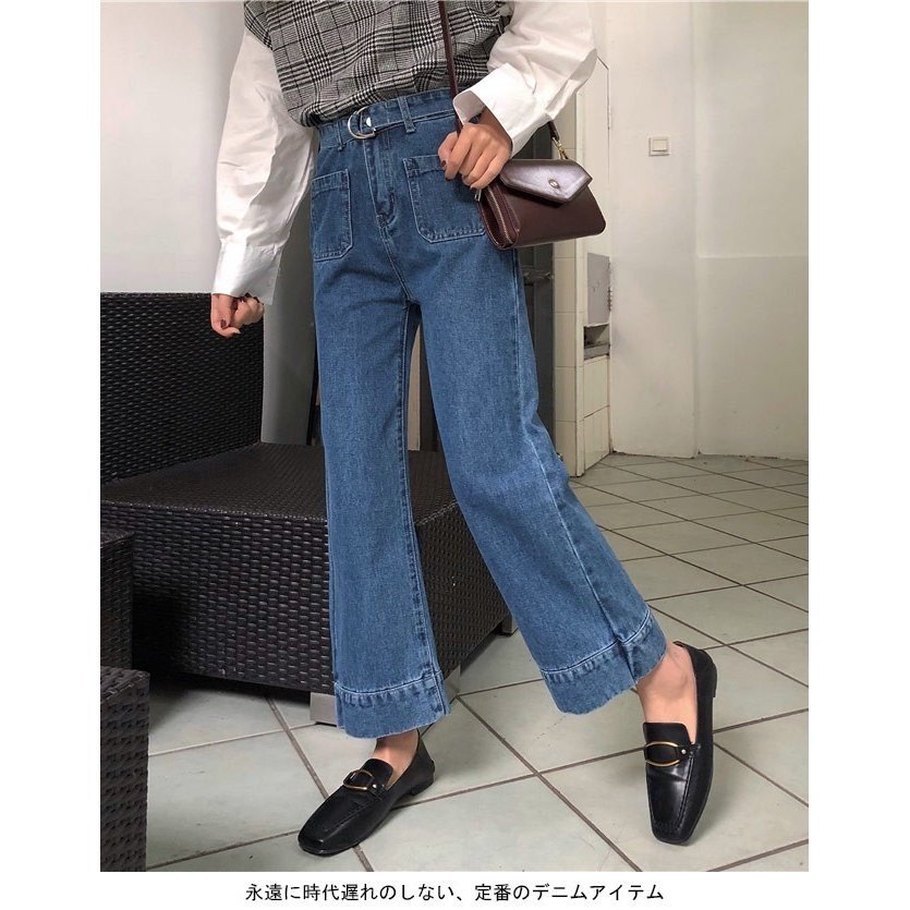 Minana デニムパンツ レディース ジーパン ワイドパンツ ジーンズ 女性用 ｇパン ガウチョパンツ ボトムス 春秋物 オシャレ 送料無料