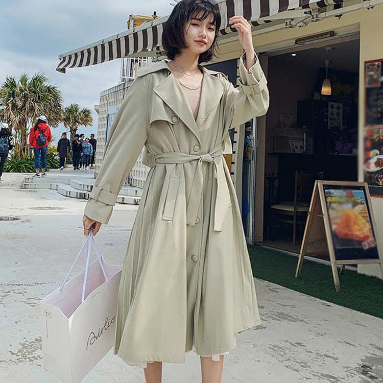 Minana バックプリーツ切替 トレンチコート レディース 羽織り ロングコート ライトアウター アウター コート 膝下 秋冬 春 薄手 きれいめ 切り替え おしゃれ プリーツ ゆったり