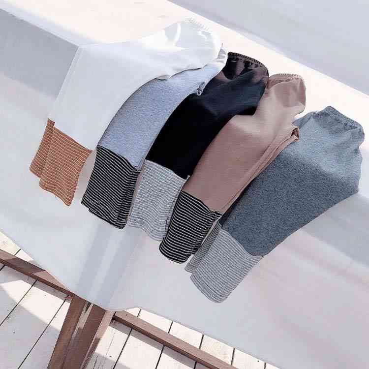 Minana 送料無料 レギンス 女の子 ボーダー切替 レギンス スパッツ ドッキングレギンス キッズ 子供服 子ども タイツ ボトムス ベビー 赤ちゃん レギパン パンツ ダンス 衣装 ヒップホップ 保育園 幼稚園 80 90 100 110 1 130