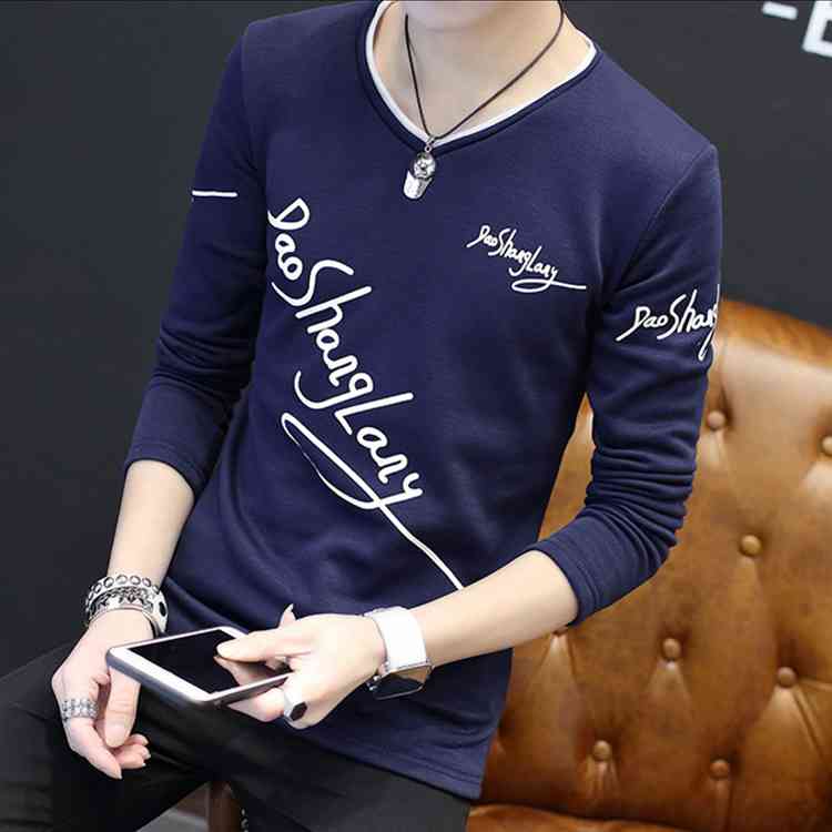 Minana 秋冬新作 Tシャツ メンズ 長袖 Vネック 英字プリント 裏起毛 大きいサイズ 裏ボア付き 厚手 ファッション おしゃれ 男性用 トップス