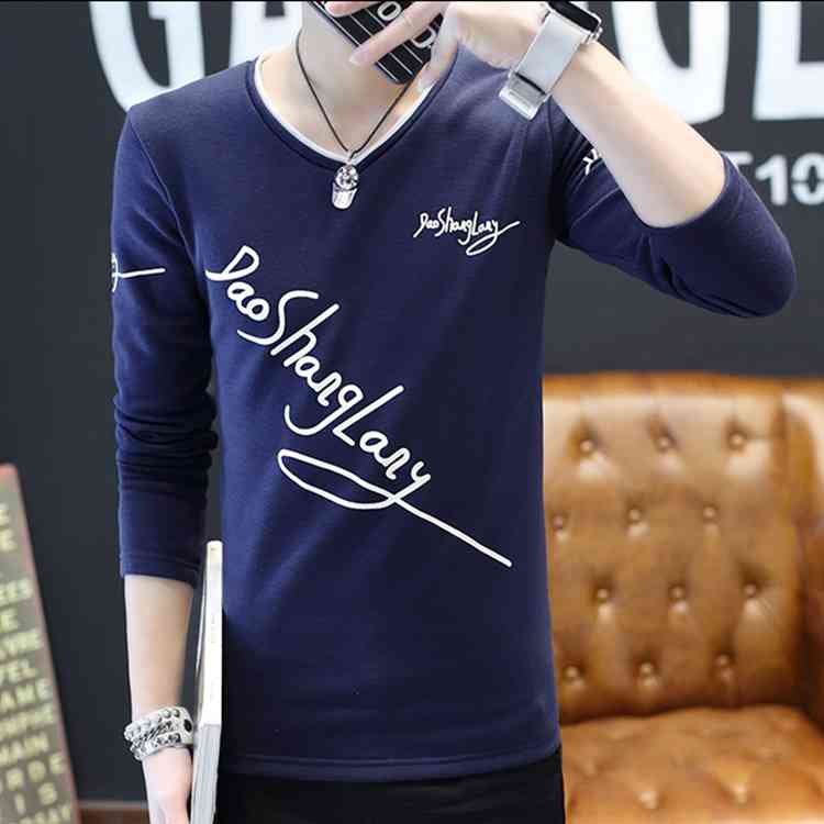 Minana 秋冬新作 Tシャツ メンズ 長袖 Vネック 英字プリント 裏起毛 大きいサイズ 裏ボア付き 厚手 ファッション おしゃれ 男性用 トップス