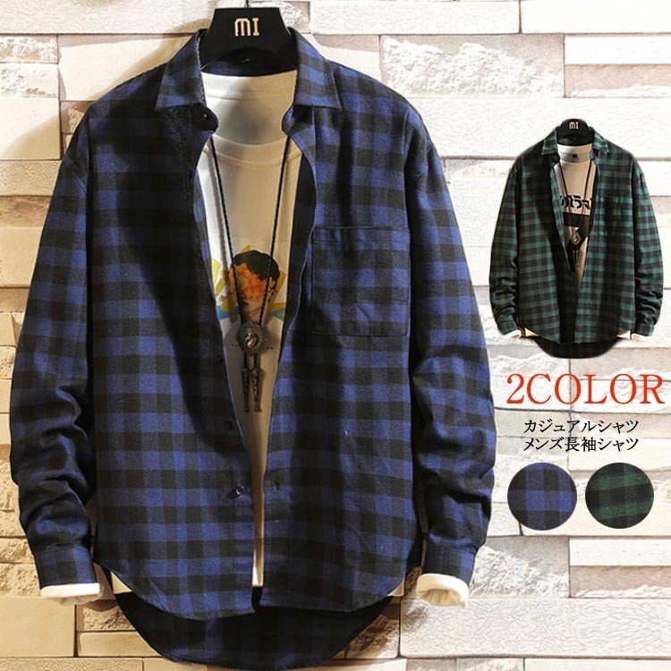 Minana カジュアルシャツ メンズ 長袖シャツ シャツ チェックシャツ トップス ビジネスシャツ チェック柄 秋 冬 新作