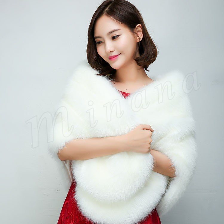 Minana ショール ファー レディース パーティー ファーボレロ 代 30代 40代 人気 ボレロ 秋冬ファー フォーマル パーティー 結婚式 フェ