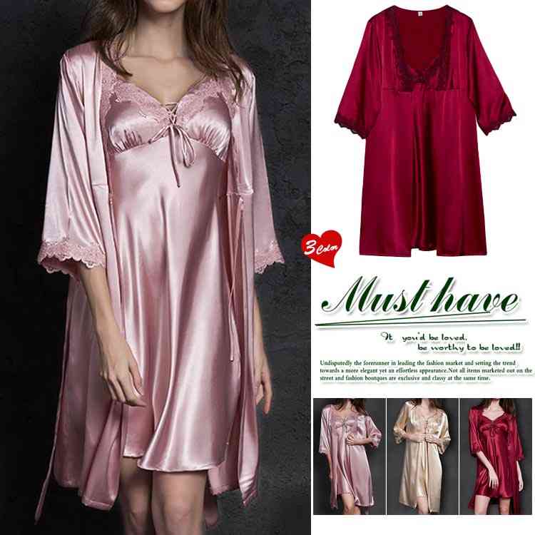 Minana パジャマ 寝間着 レディース部屋着 絹パジャマ シルク ワンピース ルームウェア ナイト お姫様 ランジェリー オシャレ セットアップ 夏2点セッ