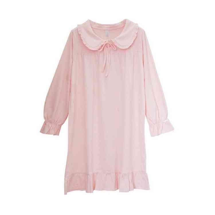 Minana レディースパジャマ 長袖 ワンピースパジャマ 可愛い 長袖ワンピースパジャマ 寝巻きルームウェア お嬢様風