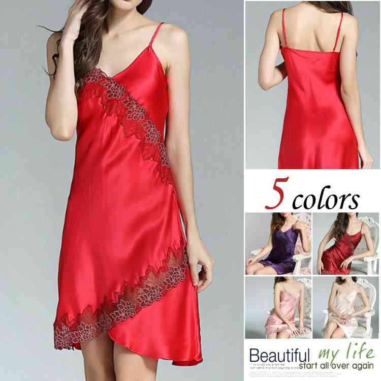 Minana パジャマ レディース ルームウェア ワンピース シルクパジャマ レディース ルームウェア レディース 絹パジャマ ルームウェア 部屋着 寝巻き