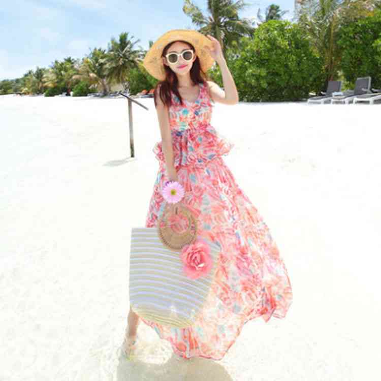 Minana 花柄ライトオン レディース夏ビーチワンピース ビーチワンピ デート 旅行 海外旅行 休暇 年新作品 オシャレ 可愛い