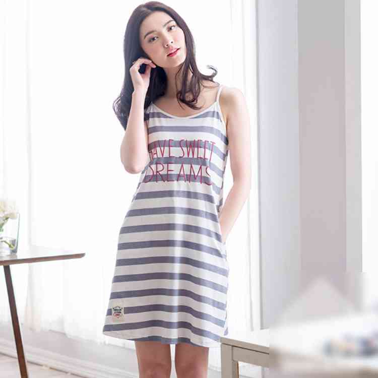 Minana パジャマ ワンピース ルームウェア 夏 ボーダー ワンピース ルームウェア ワンピース 綿 ルームウェア 夏 ワンピース ナチュラル ワンピース 通気