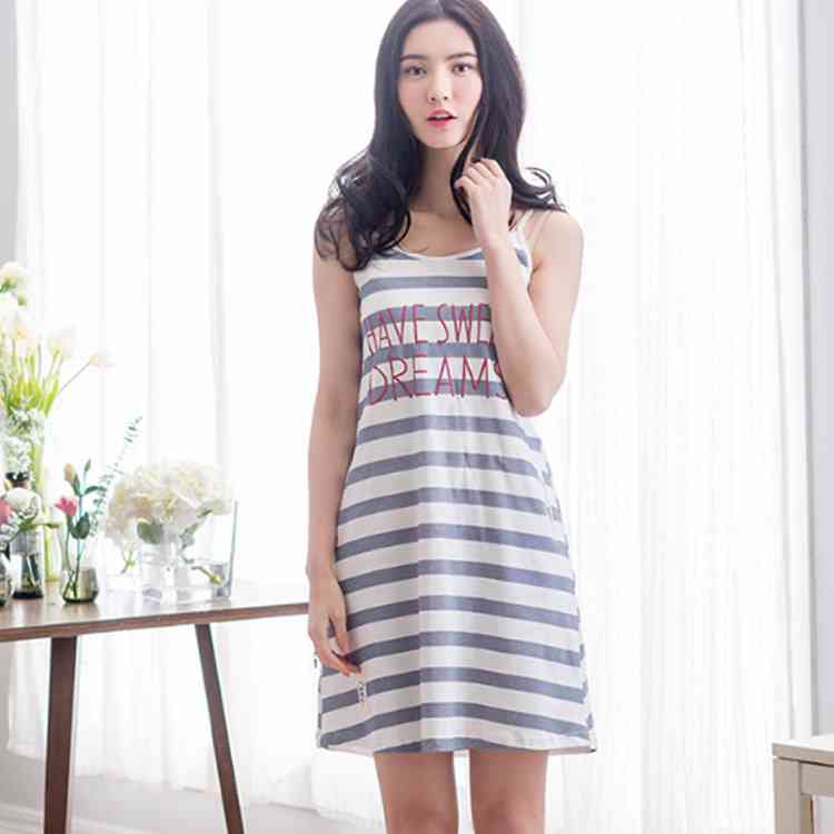 Minana パジャマ ワンピース ルームウェア 夏 ボーダー ワンピース ルームウェア ワンピース 綿 ルームウェア 夏 ワンピース ナチュラル ワンピース 通気