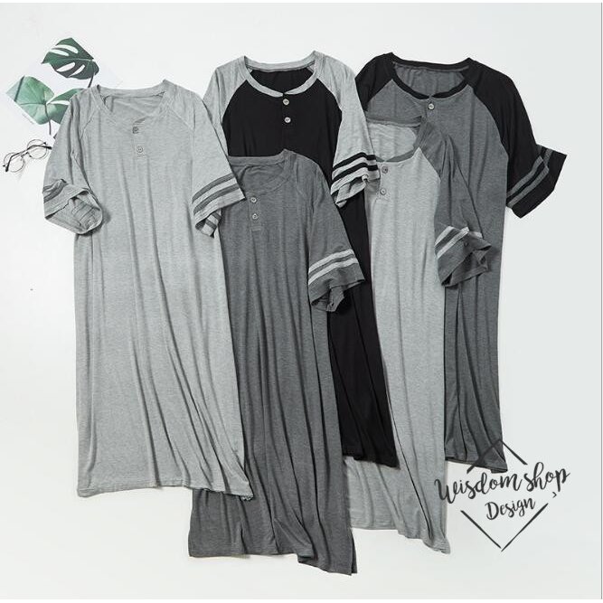 Minana スリーパー パジャマ ネグリジェ スリーパー半袖 綿メンズ紳士シャツワンピース 男女兼用スリーパーパジャマ ホテルパジャマ ワンピース