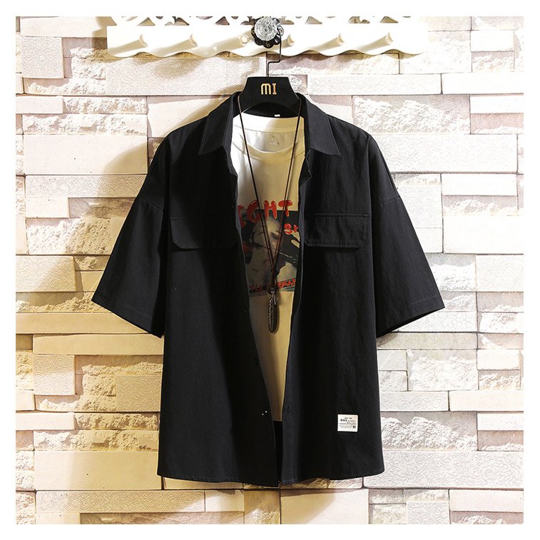 Minana 開襟シャツ メンズ 半袖シャツ ベージュシャツ カジュアルシャツ ワイシャツ トップス おしゃれ 夏服 父の日