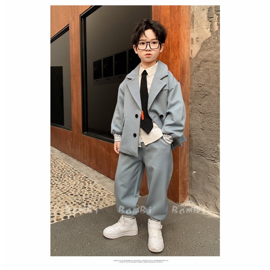 Minana カジュアルスーツ 子供 スーツ 卒業式 男の子 大きいサイズ 子供服 セットアップ スーツ 小学生 男の子 ゆったり