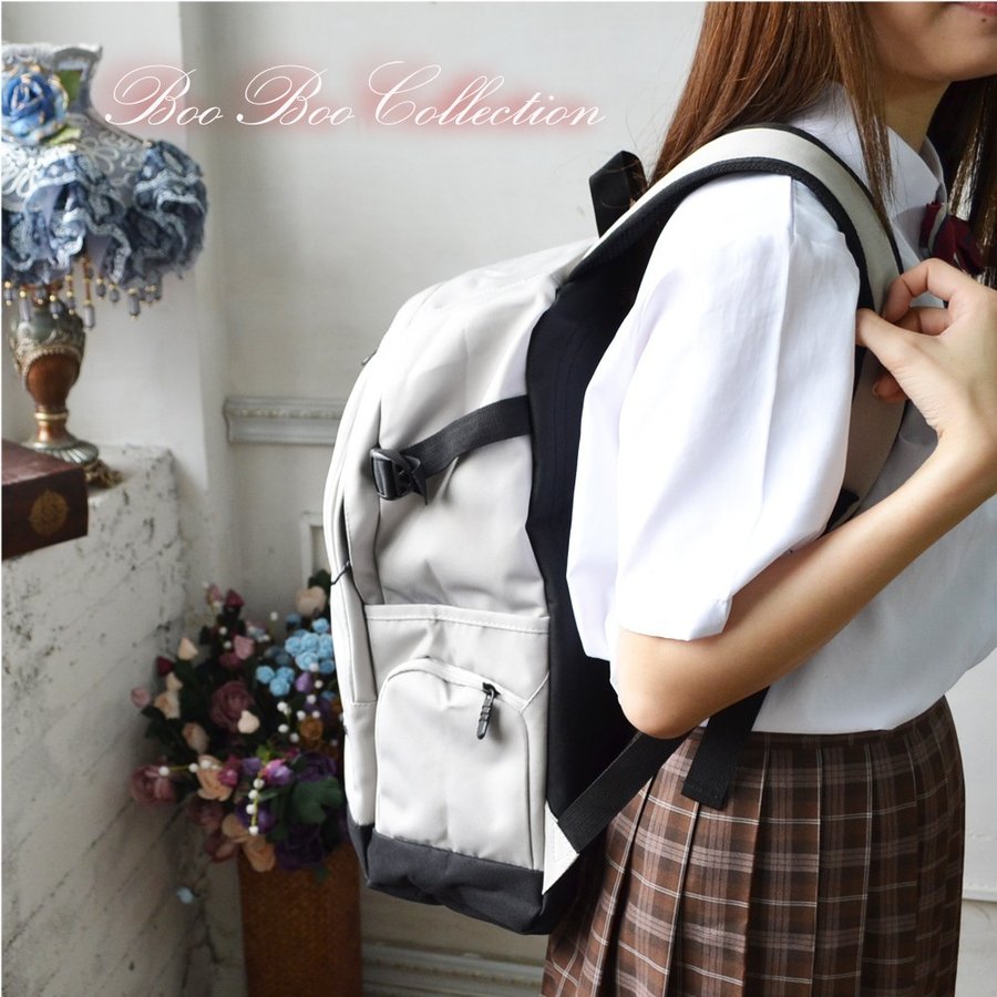 Minana スクールバッグ スクールリュック 学生鞄 ナイロン 制服 女子高生 高校生 学生 通学 スクバ