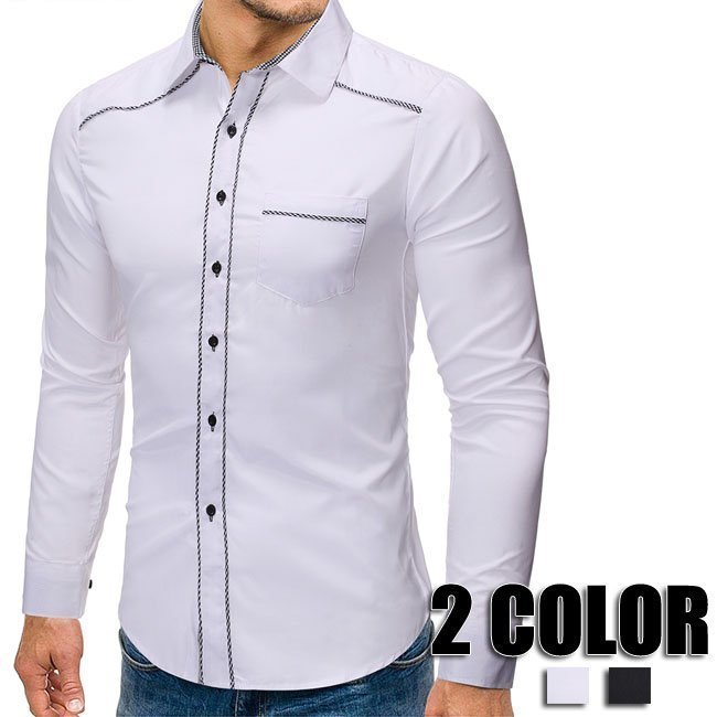 Minana シャツ メンズ ビジネス ボタンダウン 長袖 コットン カジュアルシャツ メンズ 秋 クールビズ メンズファッション 2色