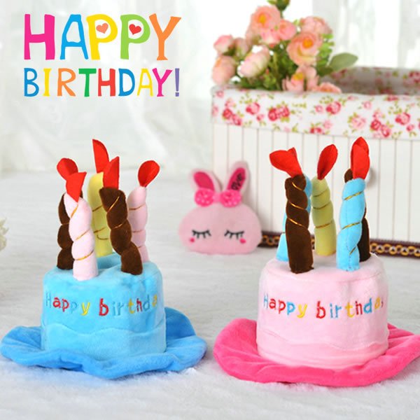 Minana 犬 犬用 ドッグ 帽子 ハッと 誕生日 お祝い キュート ブルー ピンク