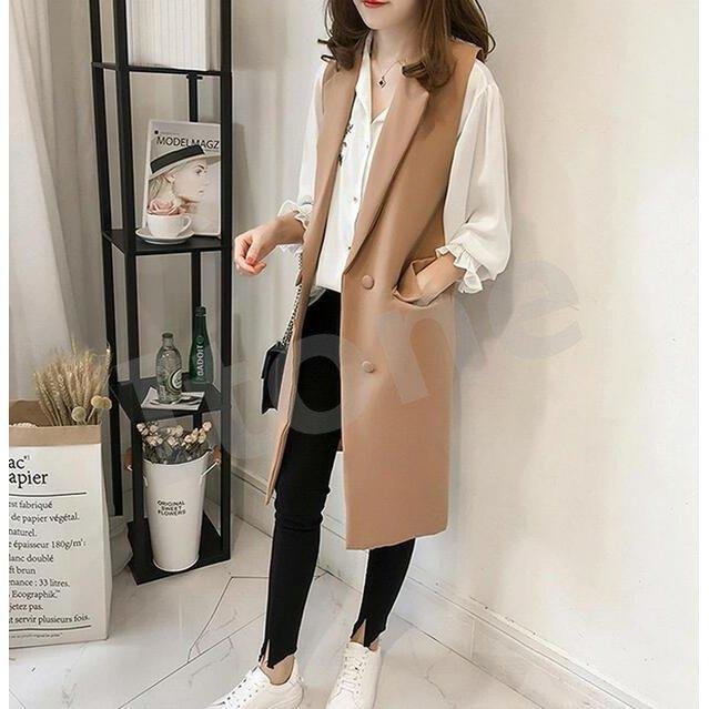 Minana ジレ レディース 春 秋 ベスト ロングジレ ロング ジレンチ トップス アウターウエア 羽織 カーディガン 大きいサイズ 着痩せ効果 コーディネート 羽織 無地