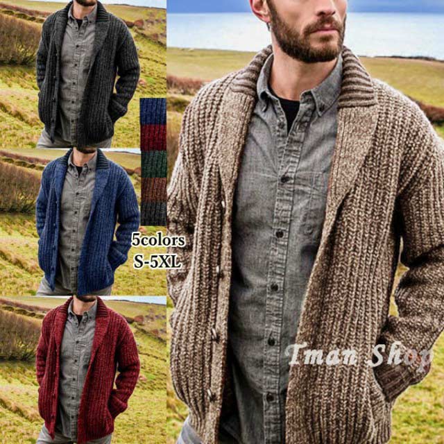 Minana カーディガン メンズ ニット 長袖 クルーネック ニットカーディガン コート コーディガン アウター ゆったり カジュアル 通勤 おしゃれ 秋 冬 新作 送料無料