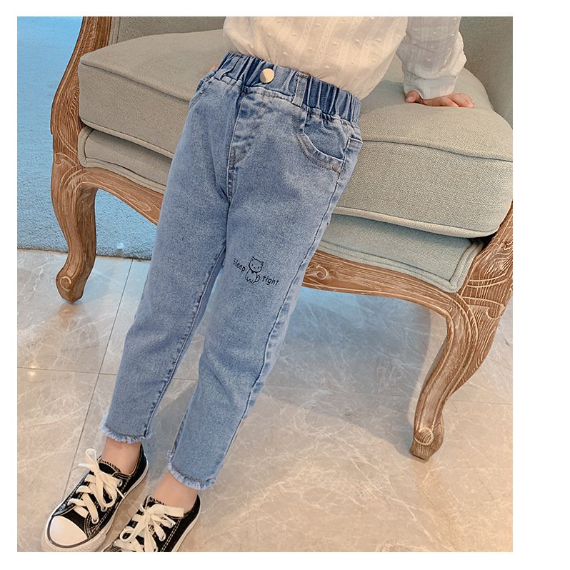 Minana 子供服 ジーンズ 子供ジーンズ ボトムス ジーパン 女の子 長ズボン 長パッツ 可愛い 新春 おしゃれ ゆったり 小学生 卒業式 入学 式 発表会 七五三