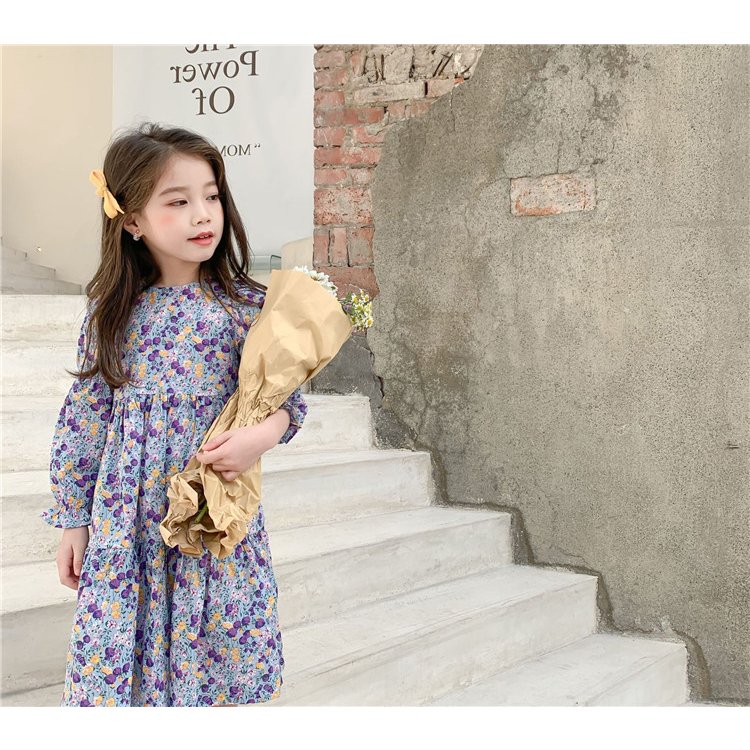Minana 子供服 ワンピース 韓国子供服 女の子 キッズ 春服 長袖 花柄ワンピース 子供ドレス Dress 子ども服 ベビー服 お姫様 おしゃれ 可愛い カジュアル 新品 90 100