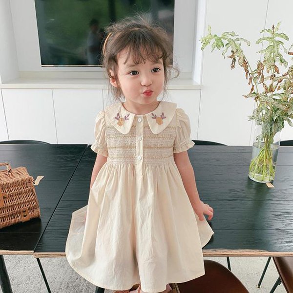 Minana 子供服 ワンピース キッズ 女の子 春夏 半袖 花柄ワンピース 韓国子ども服 ジュニア 子供ドレス Dress ベビー服 お姫様 おしゃれ 可愛い カジュアル 新品 90