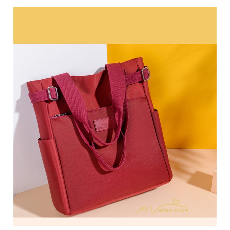 Minana トートバッグ キャンバス レディース エコバッグ ショルダーバッグ ファスナー付き 収納 多機能バッグ シンプル 手提げかばん 軽量 大容量 女性 大きめ 鞄 帆布