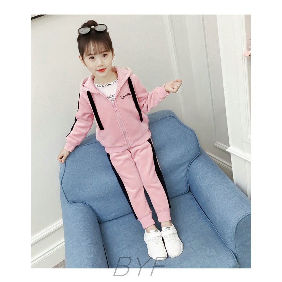 Minana ジャージ キッズ 女の子 上下 長袖 春秋 2点セット 暖かい 子供服 セットアップ ジュニア パーカー アウター 長ズボン スポーツウェア 運動着 可愛い おしゃれ