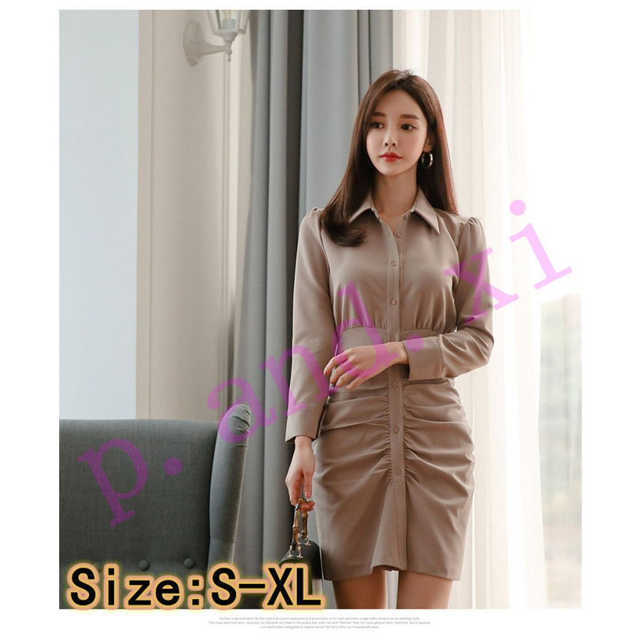 Minana ワンピーススーツ レディース 春夏ワンピース ワンピース韓国風 Vネック レース シャツワンピース 40代 大人パーティードレス 二次会同窓会 S M L Xl