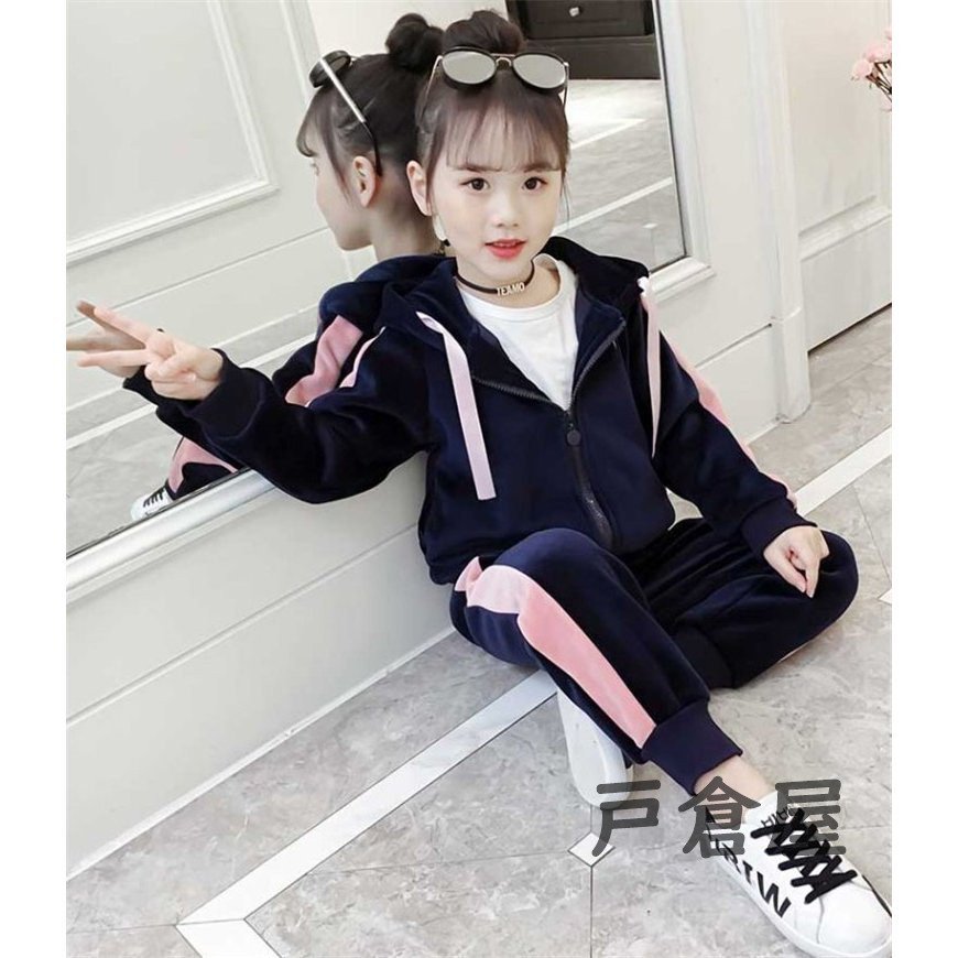 Minana ジャージ キッズ 女の子 上下 長袖 春秋 2点セット 暖かい 子供服 セットアップ ジュニア パーカー アウター 長ズボン スポーツウェア 運動着 可愛い おしゃれ