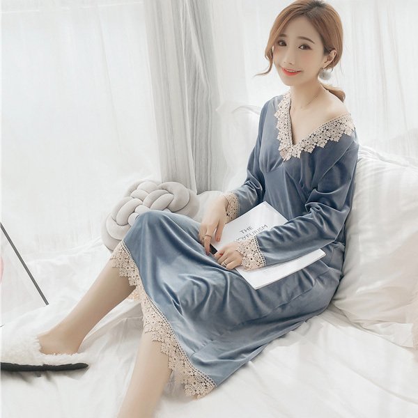 Minana 暖かい ネグリジェ 部屋着 ロマンティック ルームワンピース 寝巻き パジャマ ふわもこ レディースパジャマ