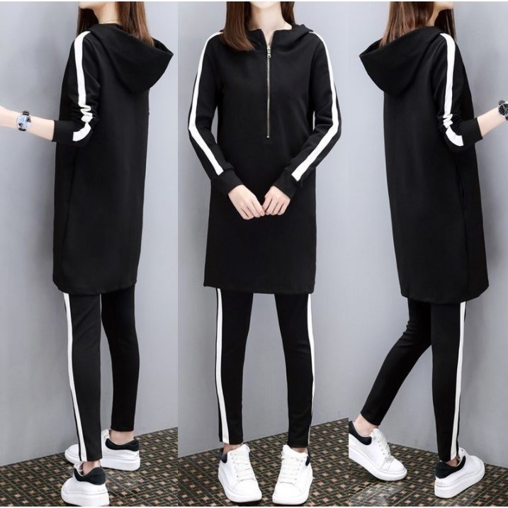 Minana おしゃれ ジャージ レディース 上下セット L M サイズ 韓国 スウェット セットアップ ロング パーカー パンツ スリム スポーツ ルーム ウェア スエット 部屋着