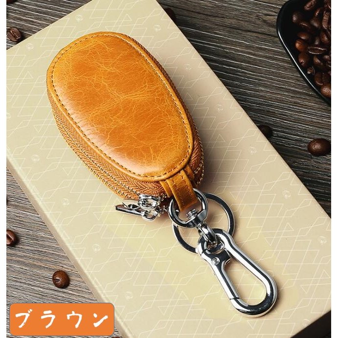 Minana キーケース スマートキーケース レザー 本革 牛革 ファスナータイプ メンズ レディース スマートキーカバー キーホルダー プレゼント ポイント消化