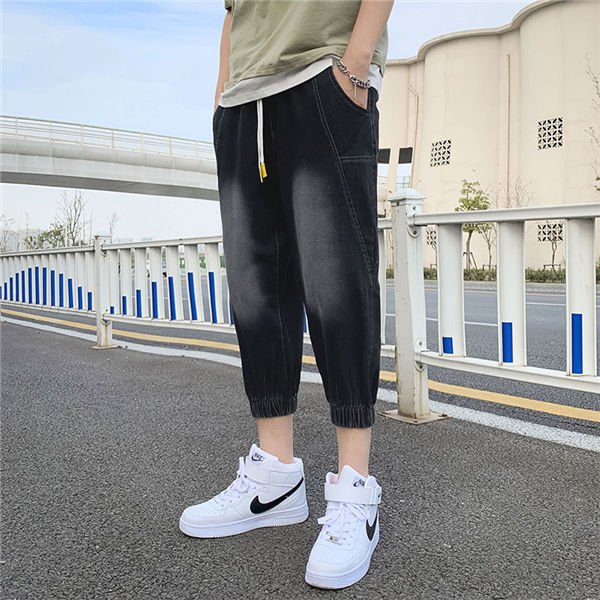 Minana クロップドパンツ メンズ 七分丈パンツ 黒デニムパンツ スウェット サルエルパンツ ファッション デニムジーンズ 3色入れ やや伸縮 春夏 Minana クロップドパンツ メンズ 七分丈パンツ 黒デニムパンツ スウェット サルエルパンツ ファッション デニムジーンズ 3色入れ やや伸縮 春夏