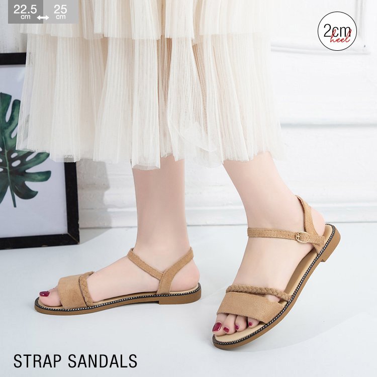 Minana スエード調 ストラップサンダル レディース サンダル ぺたんこ フラットサンダル カジュアル 歩きやすい 痛くない 美脚 21 夏 新作アイテム