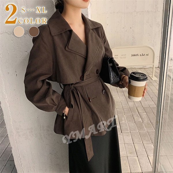 Minana トレンチコート コート レディース アウター 春秋コート ベルト付き チェスターコート 通勤 カジュアル ポイント消化