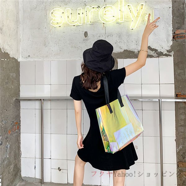 Minana ビーチバッグ レディース 大容量バッグ 大きめ プールバッグ おしゃれ スイムバッグ ビニールバッグ 海 トート型 アウトドア クリア 透明 防水