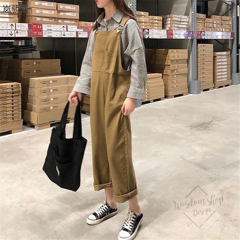 Minana サロペット レディース デニムサロペット ゆったり オーバーオール 可愛い 女性 サロペットパンツ レトロ ワイドパンツ オールインワン