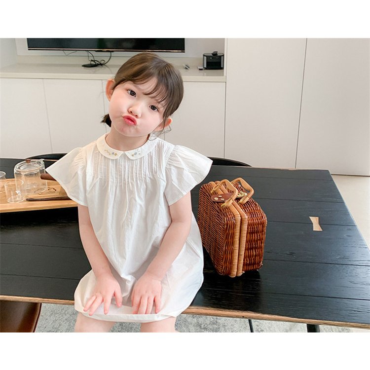 minana / 子供服 ワンピース キッズ 女の子 夏服 半袖ワンピース 刺繍 韓国子ども服 ベビー服 子供ドレス 結婚式 誕生日 七五三 赤ちゃん  お姫様 おしゃれ 可愛い 新品