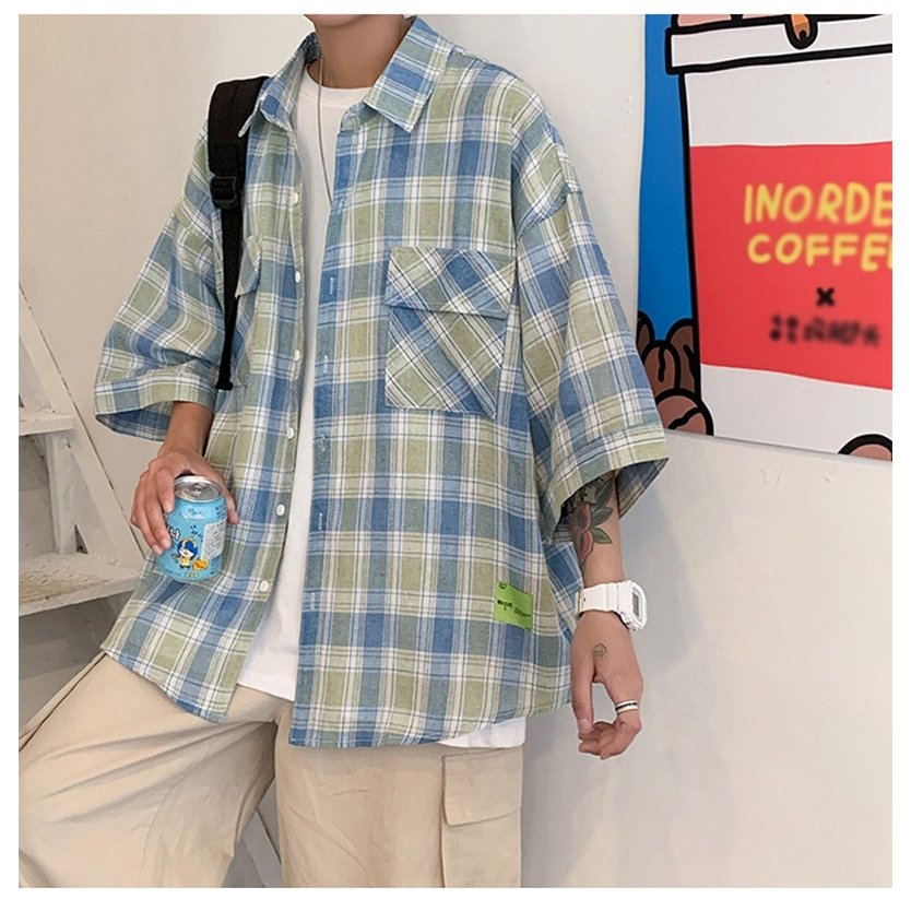 Minana 夏 シャツ メンズ チェックシャツ トップス 服 シャツジャケット オシャレ カジュアル お洒落 かっこいい 人気 通勤 通学 ショート丈