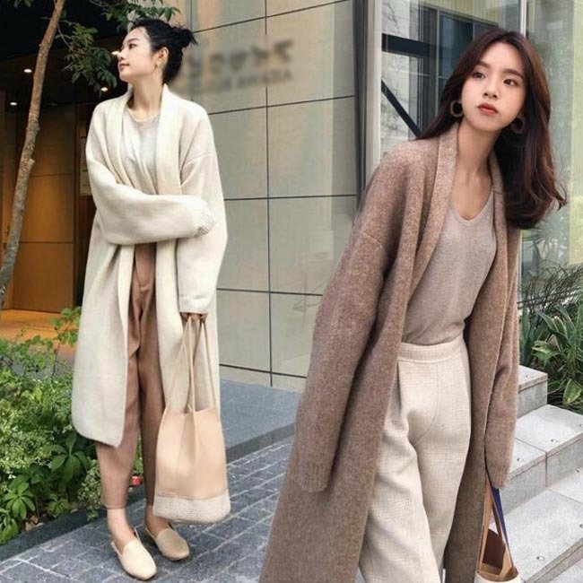 Minana ニットカーディガン 厚手 レディース カーディガン ゆったり ロングカーディガン ニット コーディガン 秋 抜け感 ニットコーディガン ボタン無し