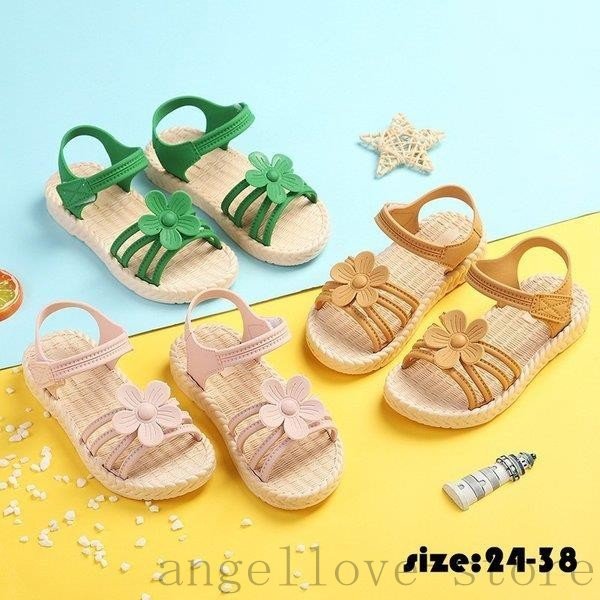Minana 子供用サンダル キッズ お姫様靴 ビーチサンダル 女の子 シューズ 子ども靴 フラワー 夏物 キッズシューズ ベビー おしゃれ 可愛い