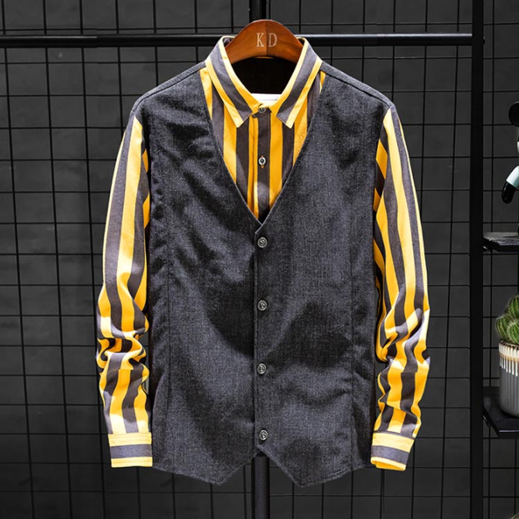 Minana 全8種類 4サイズ フェイクセット風 トップス ジレベスト シャツのフェイクセット シャツ ジレベスト メンズ 長袖シャツ ジレ 重ね着風 カジュアル フォーマル ストライプ柄 細身 春秋 Minana 全8種類 4サイズ フェイクセット風 トップス ジレベスト シャツのフェイクセット シャツ ジレベスト メンズ 長袖シャツ ジレ 重ね着風 カジュアル フォーマル ストライプ柄 細身 春秋