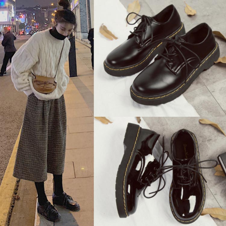 Minana 225 250mmサイズ 革靴 編み上げパンプス レディース パンプス ローファー マットレザー エナメルレザー クラシック 可愛い 通勤 通学 厚底 歩きやすい