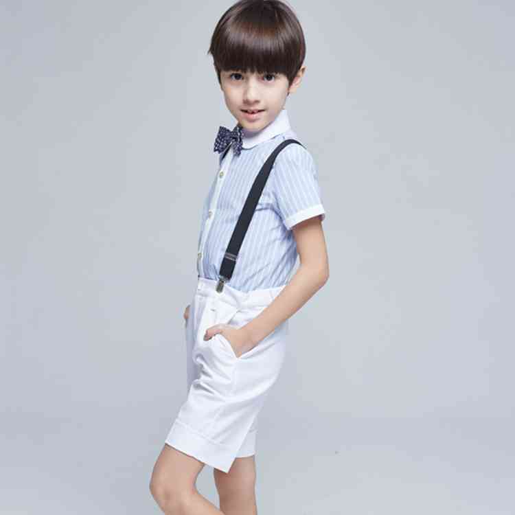 Minana 子供服 ピアノ発表会 男の子 フォーマル 半袖 子供スーツ 結婚式 発表会 大きいサイズ 4点セット 入学式 卒業式 小学生
