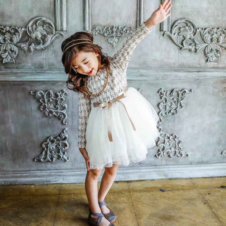 Minana キッズ服 ワンピース ドレス フォーマル シフォン レース 長袖 女の子 入園式 入学式 卒園式 卒業式 結婚式 発表会 子供服 子ども服 新作