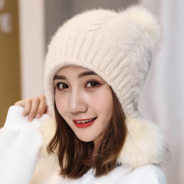 Minana ニット帽 ポンポン付き レディース 秋冬 スキー帽子 レディース帽子 耳あて付 手編み 防風 暖かい 毛玉 おしゃれ 小顔効果 代30代40代 かわいい 新作