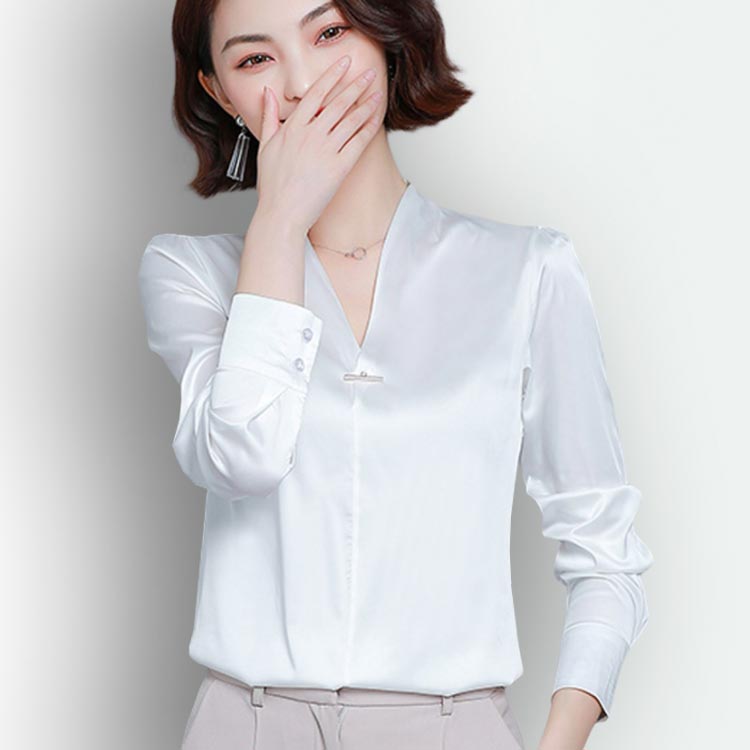 Minana シャツブラウス レディース Vネックブラウス シフォン チュニックシャツ 長袖 フォーマルブラウス ビジネス トップス 事務服 Ol オシャレ 大人 お呼ばれ オフィス 上品 ママ 母