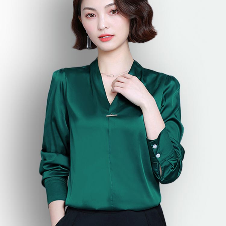 Minana シャツブラウス レディース Vネックブラウス シフォン チュニックシャツ 長袖 フォーマルブラウス ビジネス トップス 事務服 Ol オシャレ 大人 お呼ばれ オフィス 上品 ママ 母